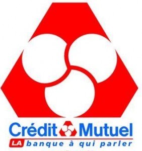 logo triangle rouge coins coupés trois ronds blanc