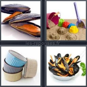 4 images 1 mot réponse coquillage moule sable paté