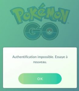 erreur pokemon go authentification