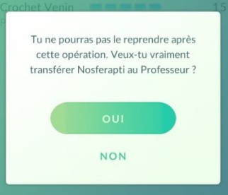 confirmation de transfert d'un pokémon