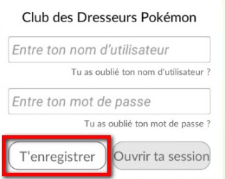 s'inscrire à pokemon go