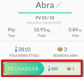 rechargement d'un pokémon