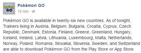 sortie pokemon go belgique et suisse