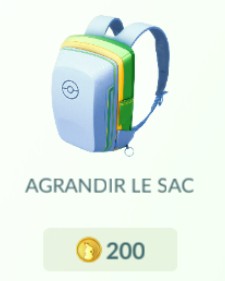 comment agrandir sac pokemon go