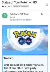 email ban pokemon go