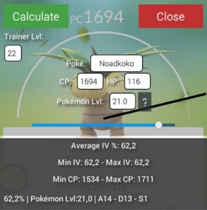 résultat du calcul d'IV