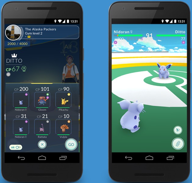 type pokemon arène pokemon go