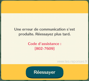 erreur communication animall crossing