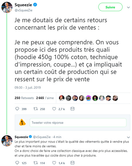 réaction de squeezie